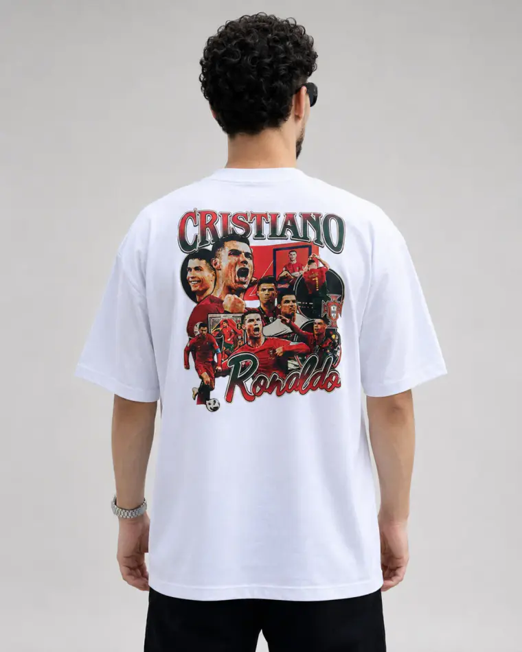 Camisa CR7 off-white costas