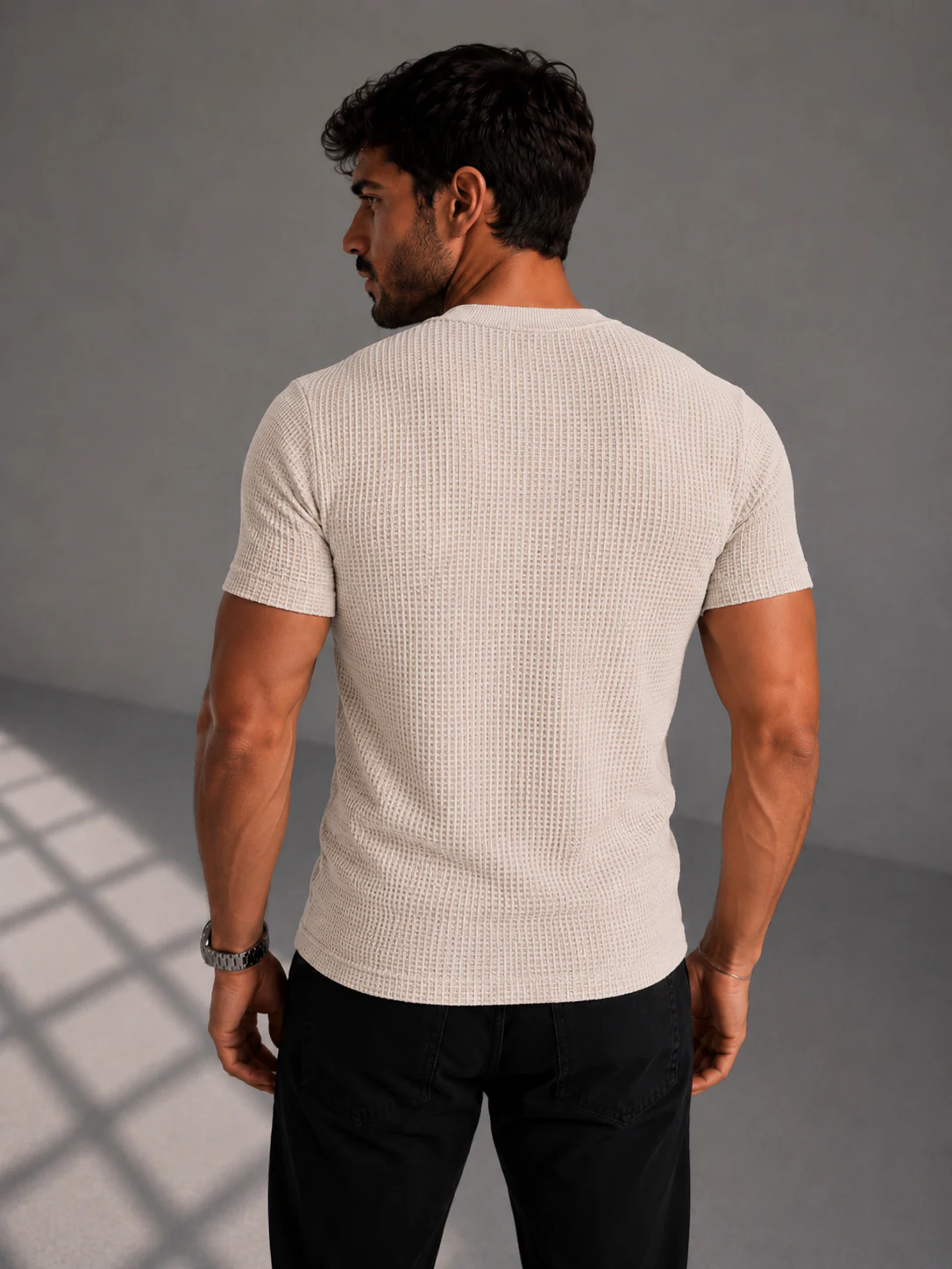 Camiseta Canelada Zara off-white costas