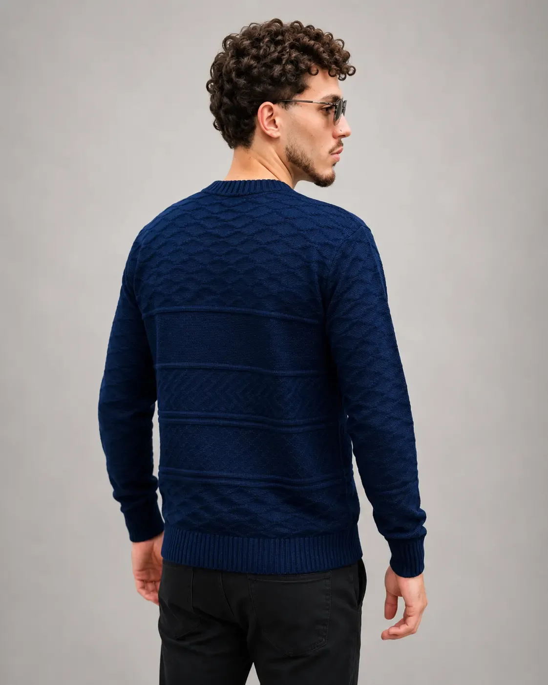 Suéter Tricot Texturizado Azul Marinho costas