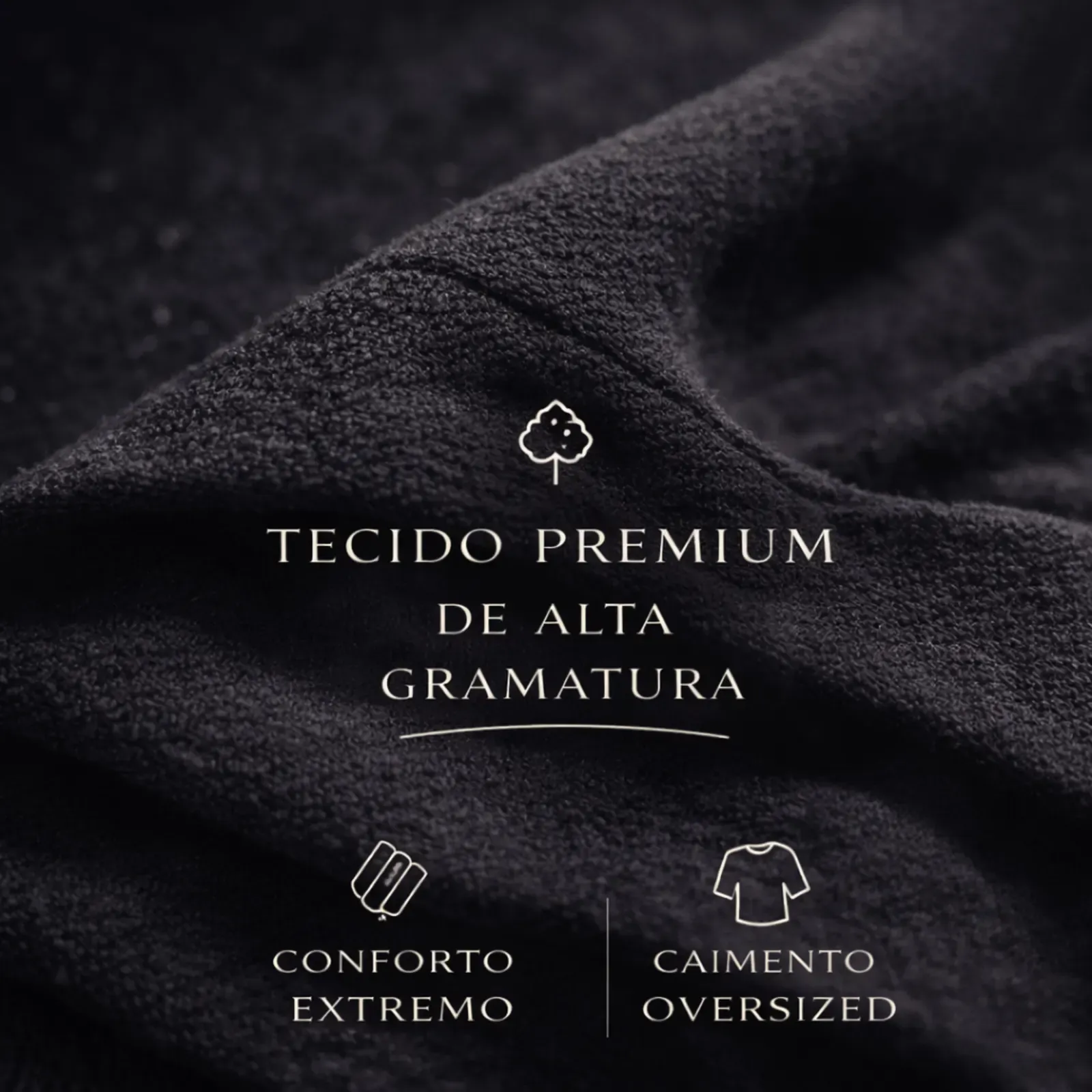 Material de apoio mostrando tecido premium de alta gramatura